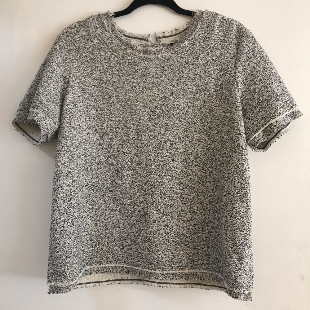 Ann Taylor Marbled Raw Hem shirt (L)